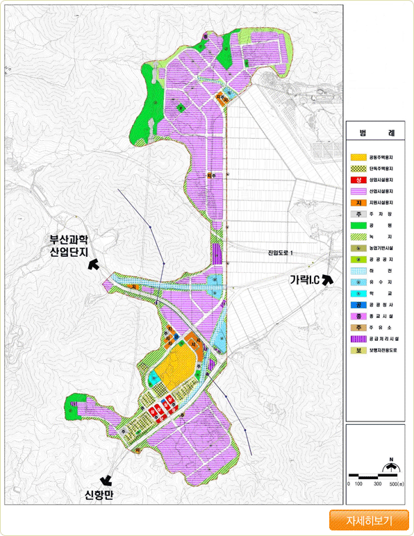 미음일반산업단지의 지도로 공동주택용지,단독주택용지,상업시설용지,산업시설용지,지원시설용지,주차장,공원,녹지,농업기반시설,공공공지,하천,유수지,학교,공공청사,종교시설,주유소,공급처리시설,보행자전용도로 등을 표시하였으며 이미지를 클릭하면 더 큰 이미지를 보실수 있습니다.